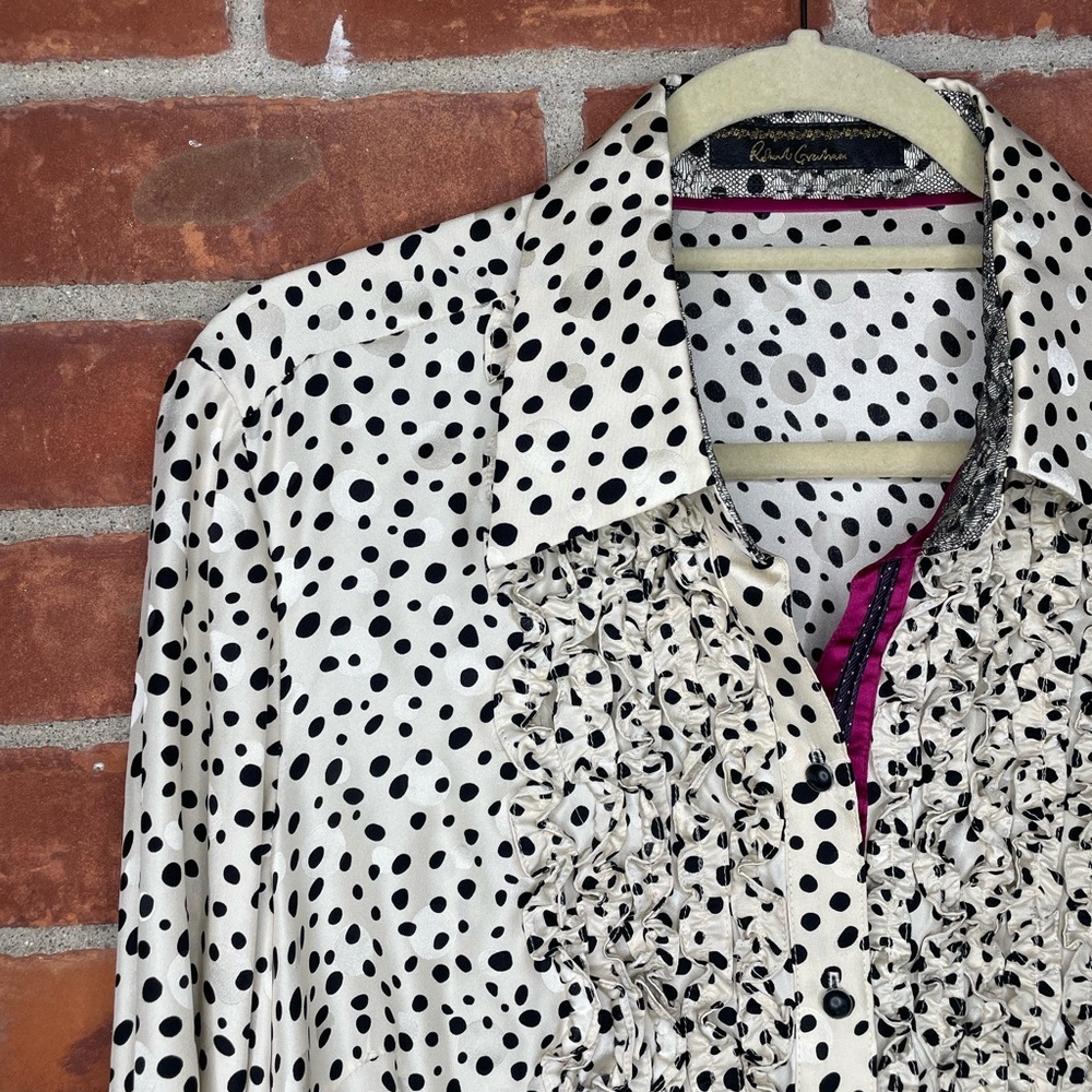 Robert Graham silk polkadot button down blouse - Picture 2 of 8